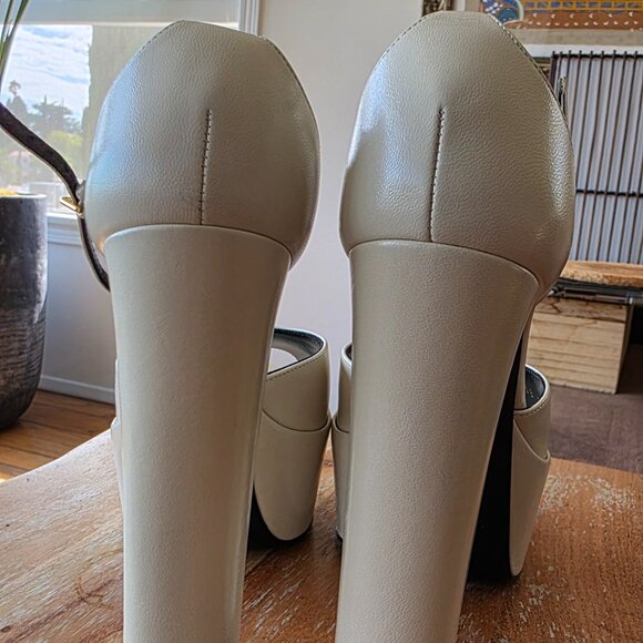 Saint Laurent Jodie 145 Ivory Platform Smooth Leather Sandals - Picture 7 of 12